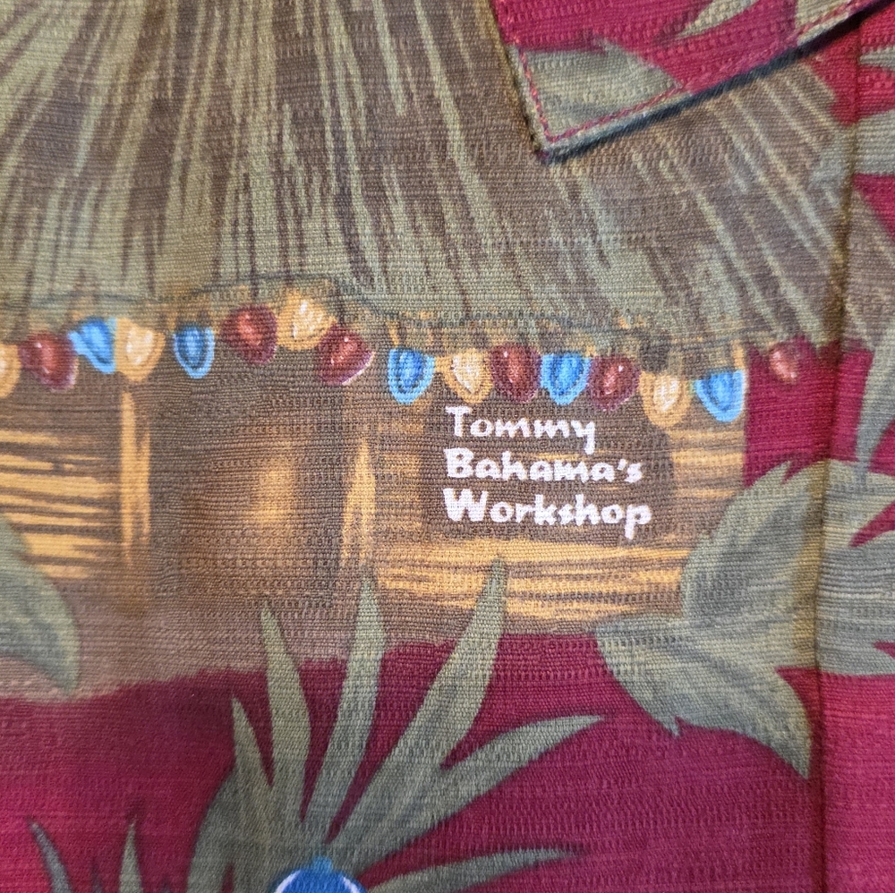 Tommy Bahama Maroon Tropical Toucan Men's Shirt. 100% Silk. Christmas Themed - Picture 3 of 4